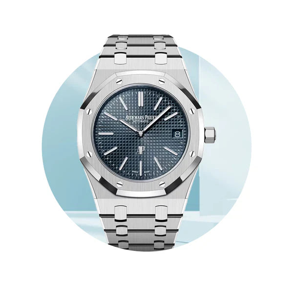 Silver Audemars Piguet With Blue Dial