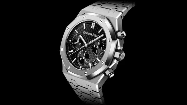 Silver Aduemars Piguet Multi Functional With Black Dial