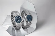 Silver Audemars Piguet With Blue Dial