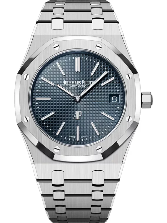 Silver Audemars Piguet With Blue Dial