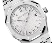 Silver Audemars Piguet With White Dial